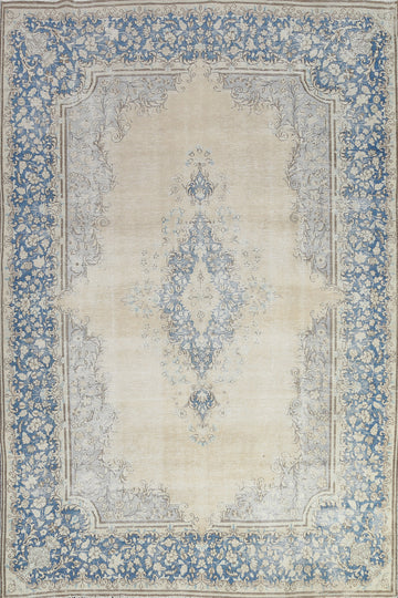 Muted Distressed Kerman Persian Area Rug 8x11