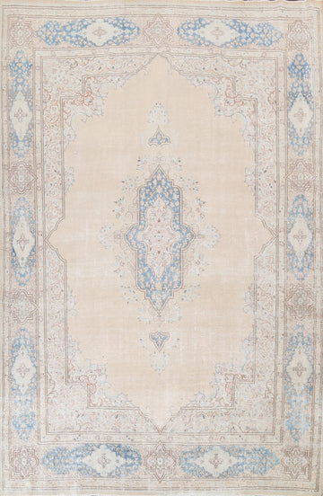 Muted Distressed Kerman Persian Area Rug 9x13
