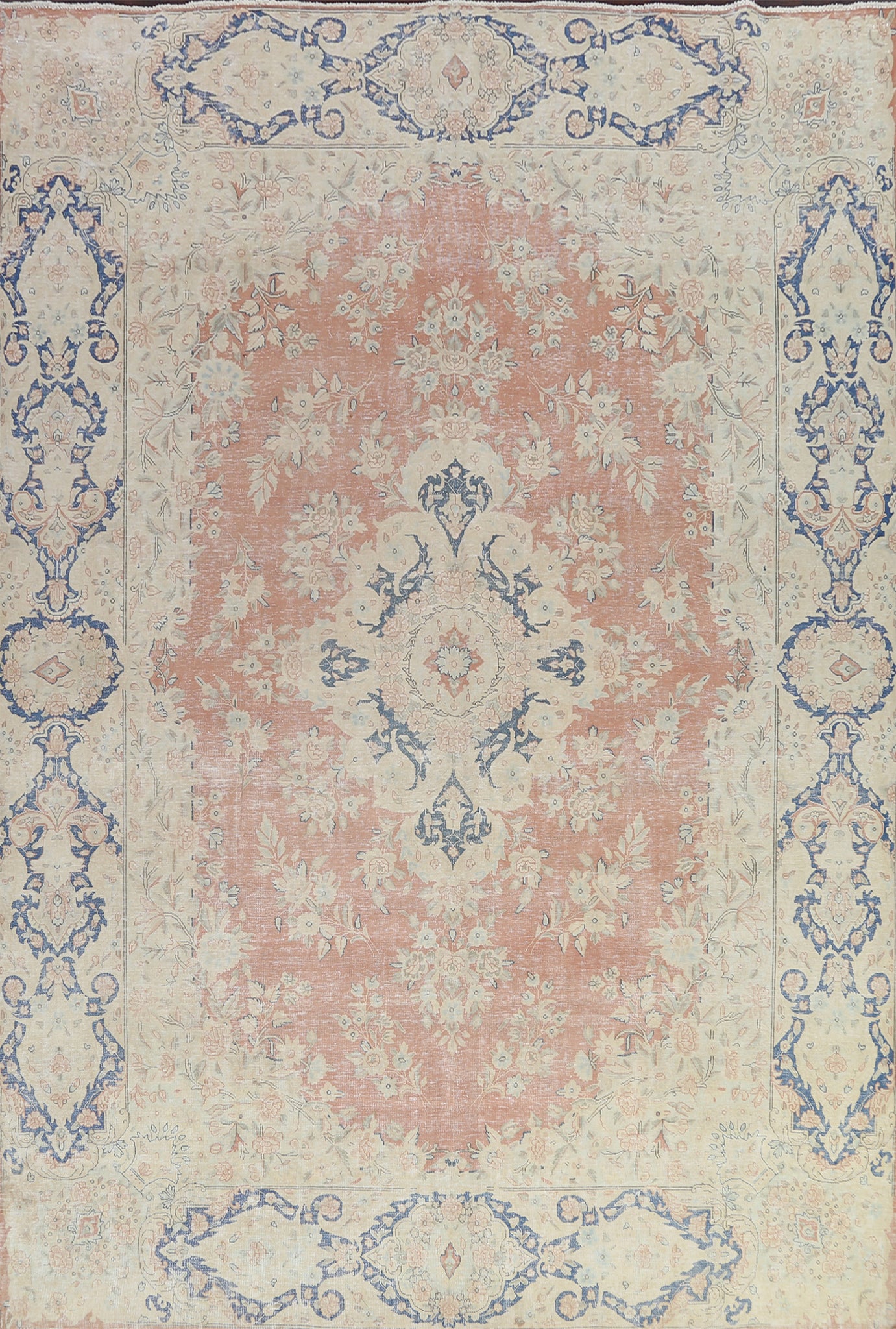 Muted Distressed Kerman Persian Area Rug 10x13
