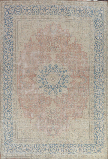 Muted Distressed Kerman Persian Area Rug 10x13