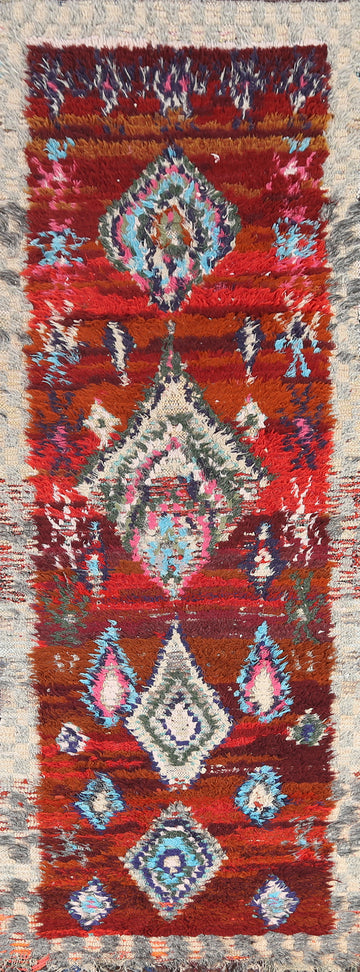 Tribal Moroccan Runner Rug 3x8