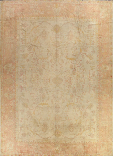 Pre-1900 Antique Vegetable Dye Oushak Large Rug 14x15