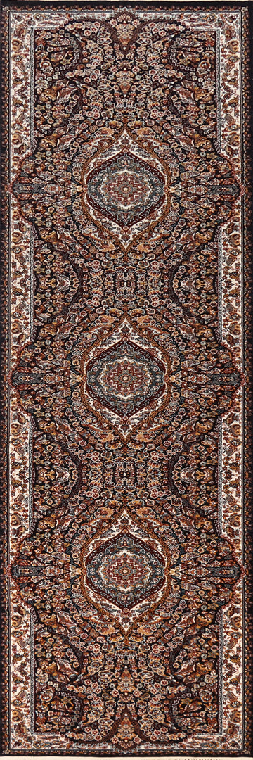 Black Tabriz Persian Runner Rug 3x13