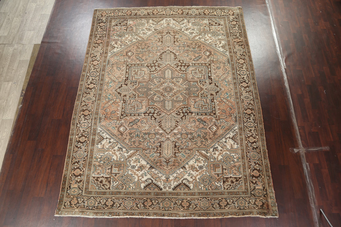 Geometric Heriz Persian Wool Rug 8x11