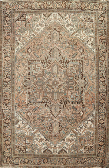 Geometric Heriz Persian Wool Rug 8x11