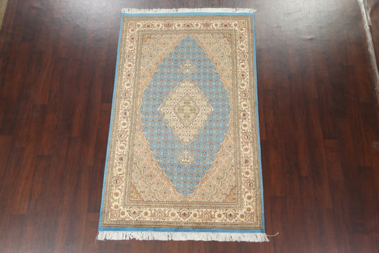 Light Blue Tabriz Mahi Handmade Rug 4x7