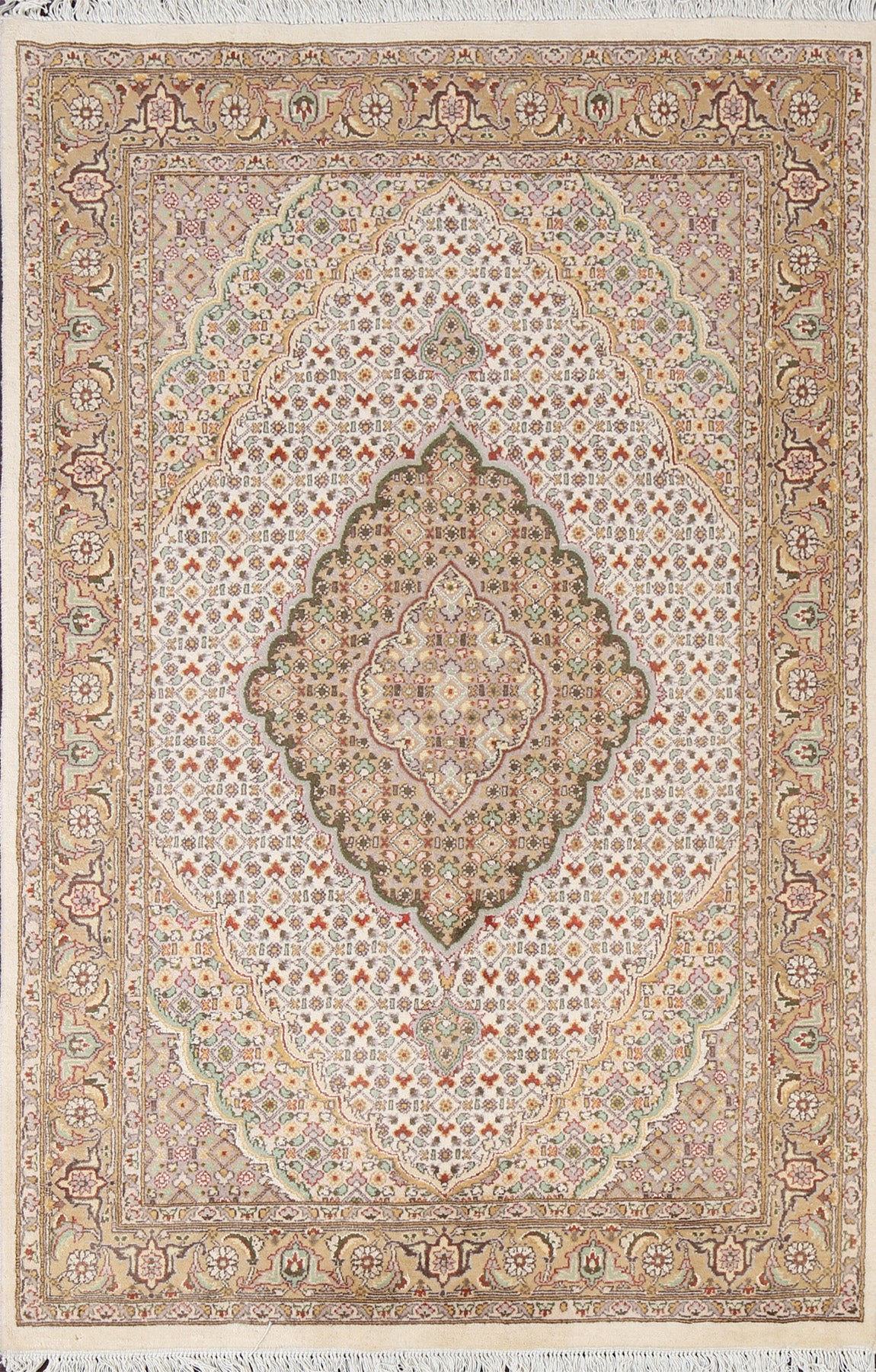 Vegetable Dye Tabriz Mahi Handmade Area Rug 4x6