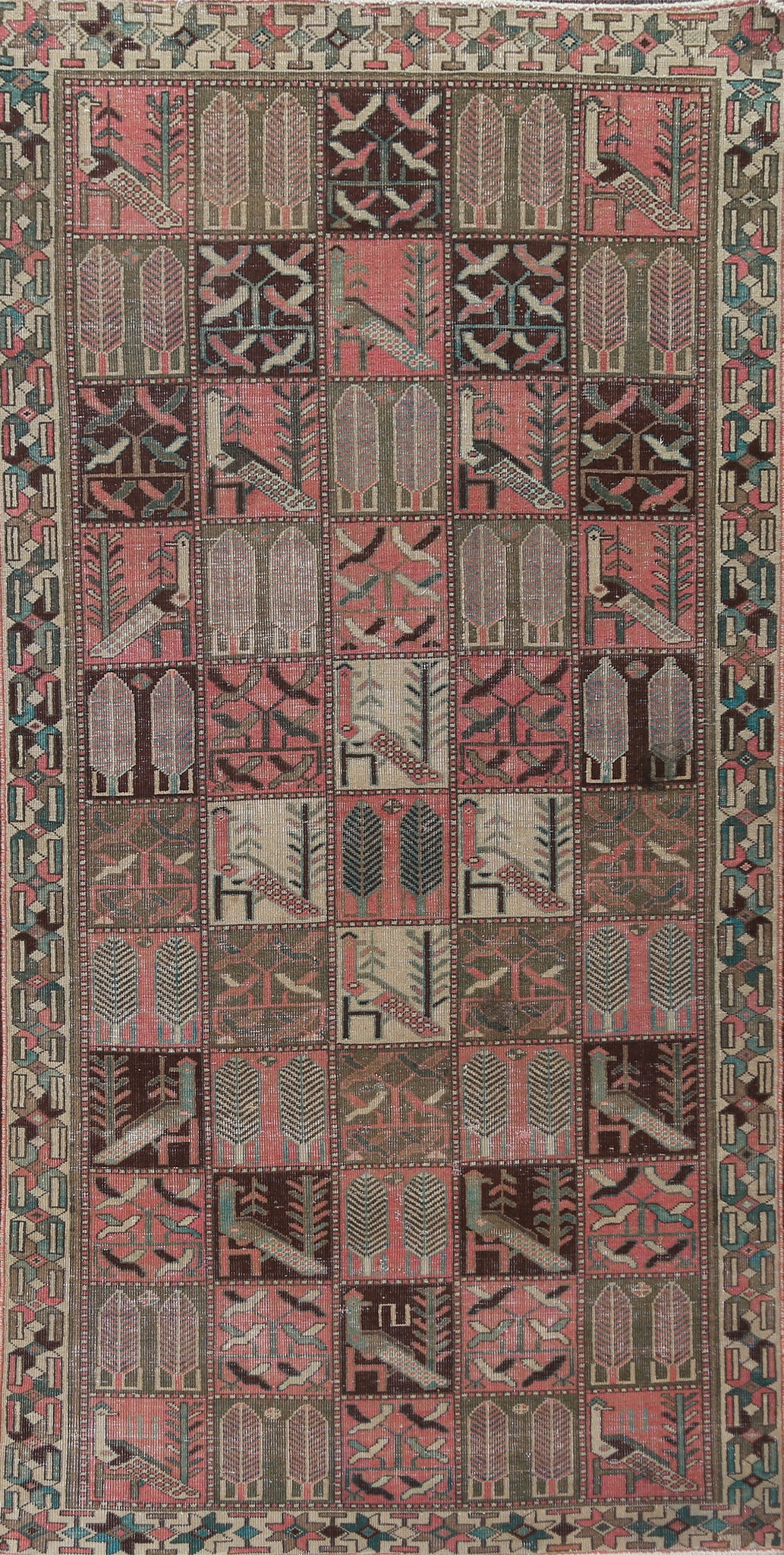 Vintage Handmade Bakhtiari Persian Runner Rug 4x9
