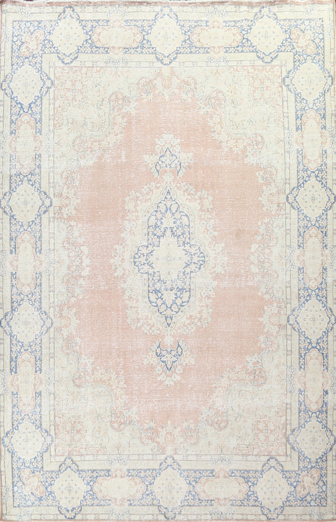 Muted Distressed Kerman Persian Area Rug 10x13