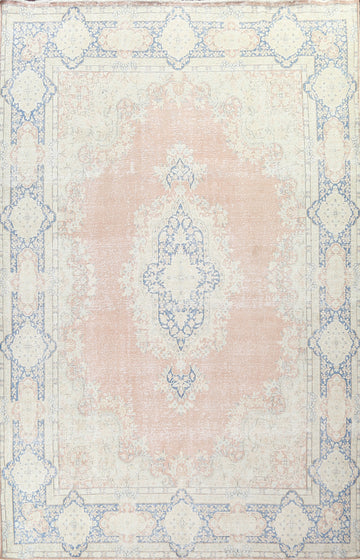 Muted Distressed Kerman Persian Area Rug 10x13