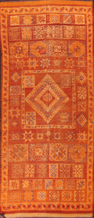 Orange Moroccan Wool Area Rug 6x13
