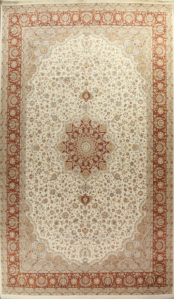 Vegetable Dye Tabriz Wool/ Silk Area Rug 12x18