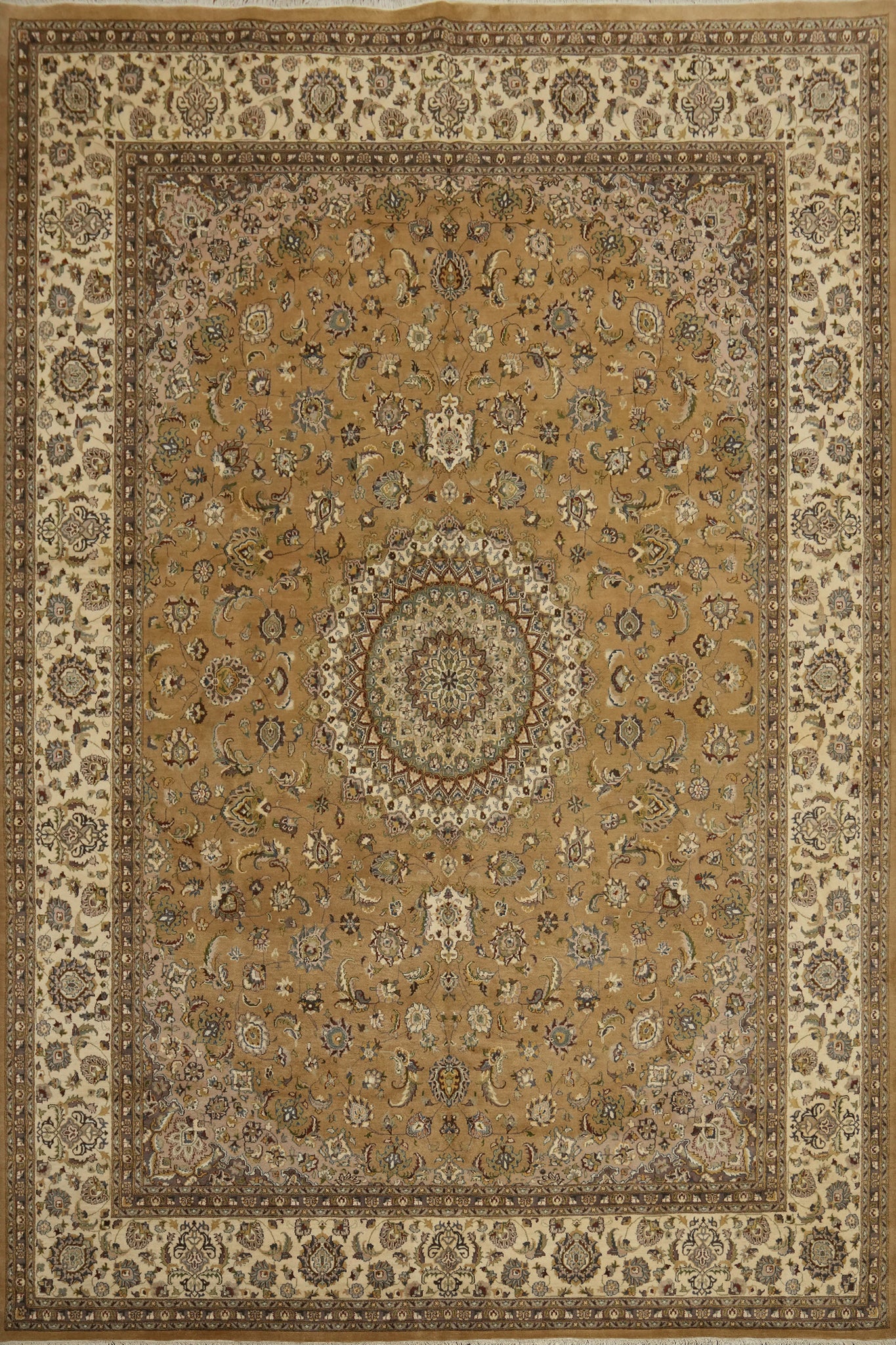 Vegetable Dye Tabriz Hand-Knotted Large Rug 10x14