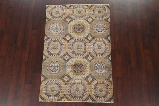 Vegetable Dye Khotan Geometric Area Rug 4x6