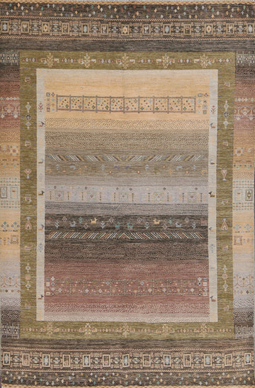 Vegetable Dye Gabbeh Kashkoli Area Rug 6x10