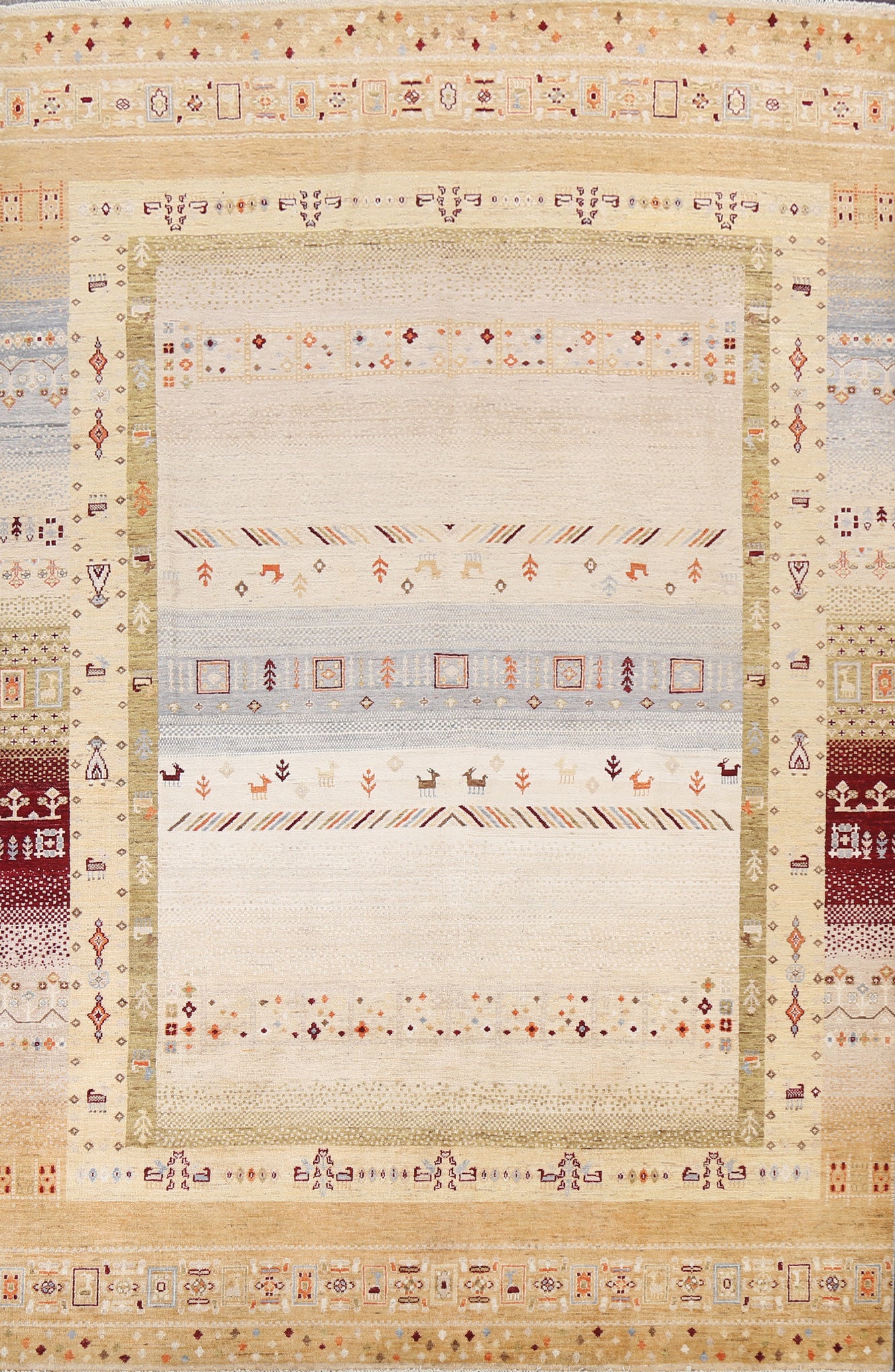 Vegetable Dye Gabbeh Kashkoli Wool Area Rug 7x10