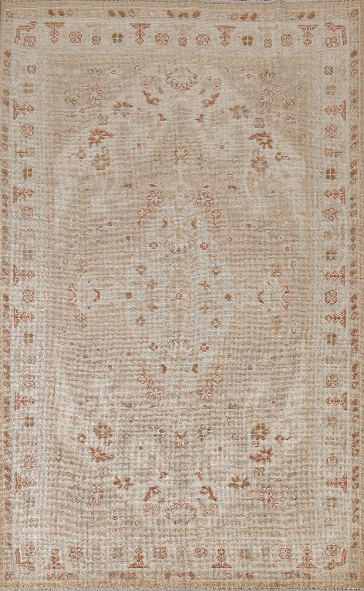 Vegetable Dye Oushak Turkish Area Rug 5x8