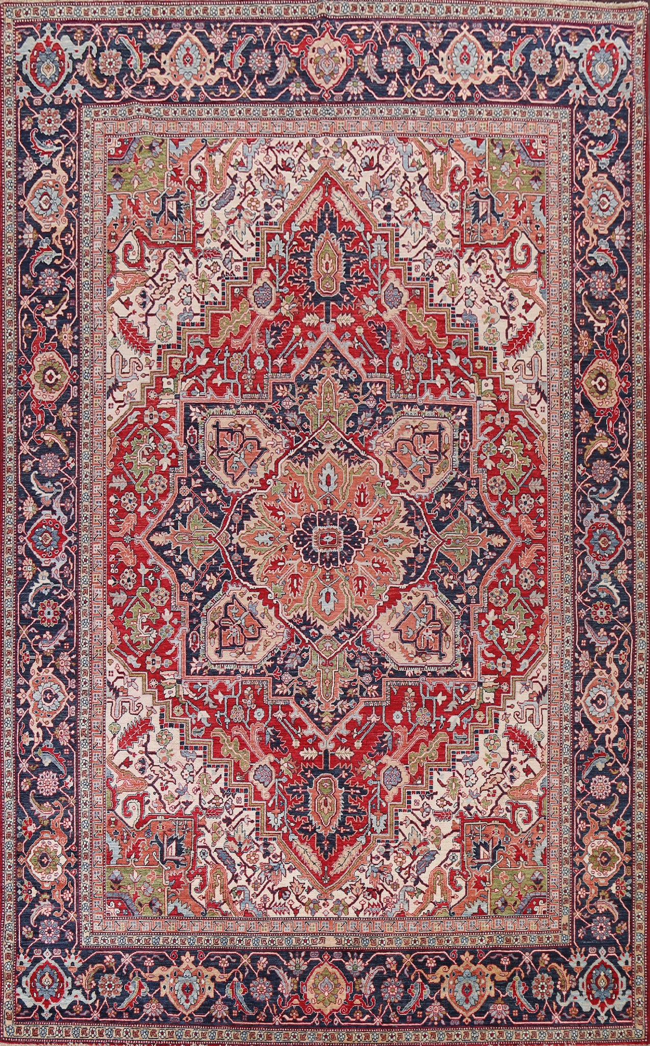 Vegetable Dye Red Heriz Wool Area Rug 9x13