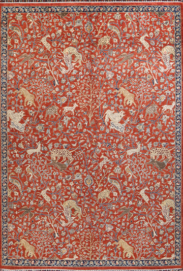 Vegetable Dye Animals Design Tabriz Area Rug 9x11