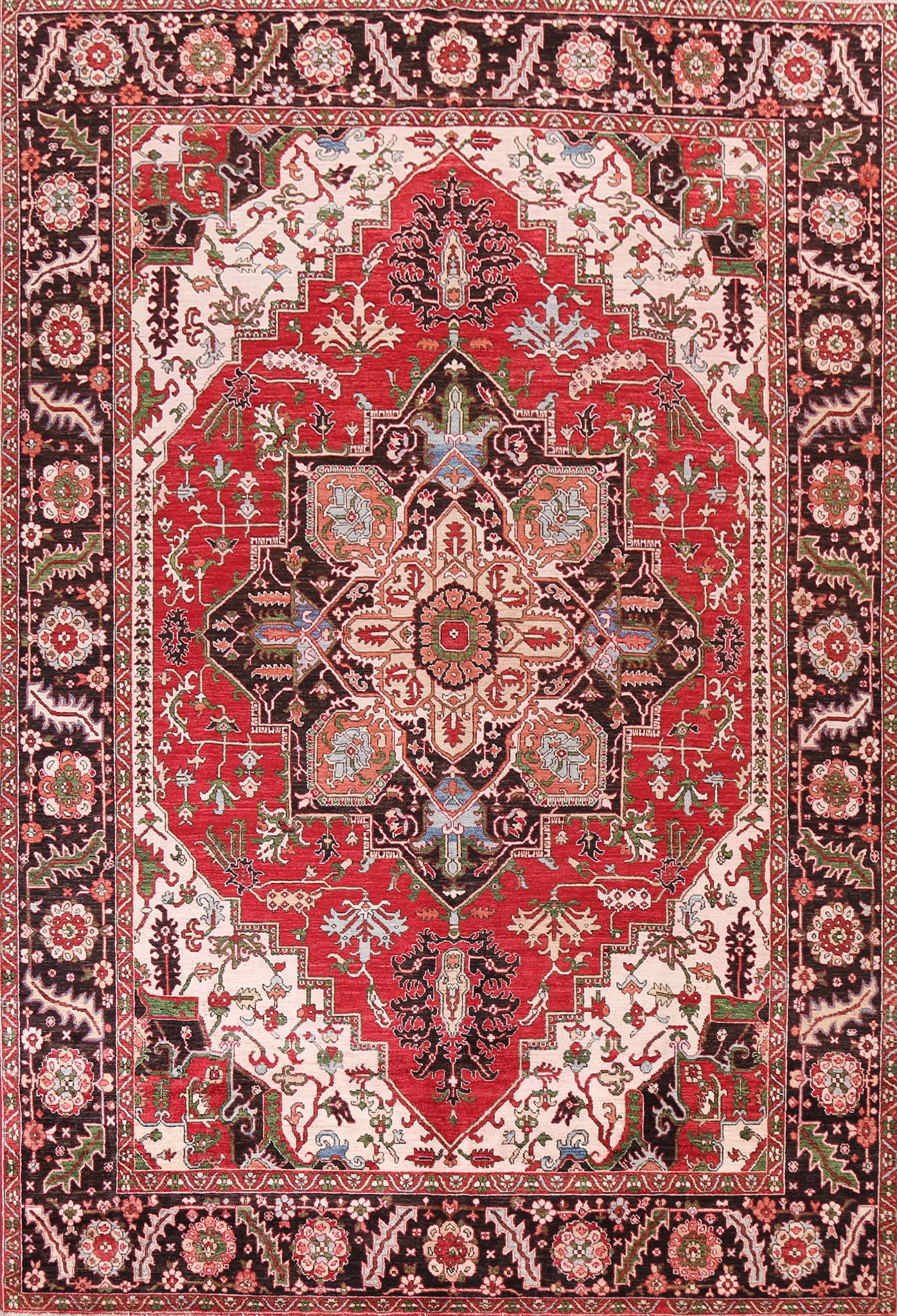 Vegetable Dye Heriz Serapi Wool Area Rug 9x12