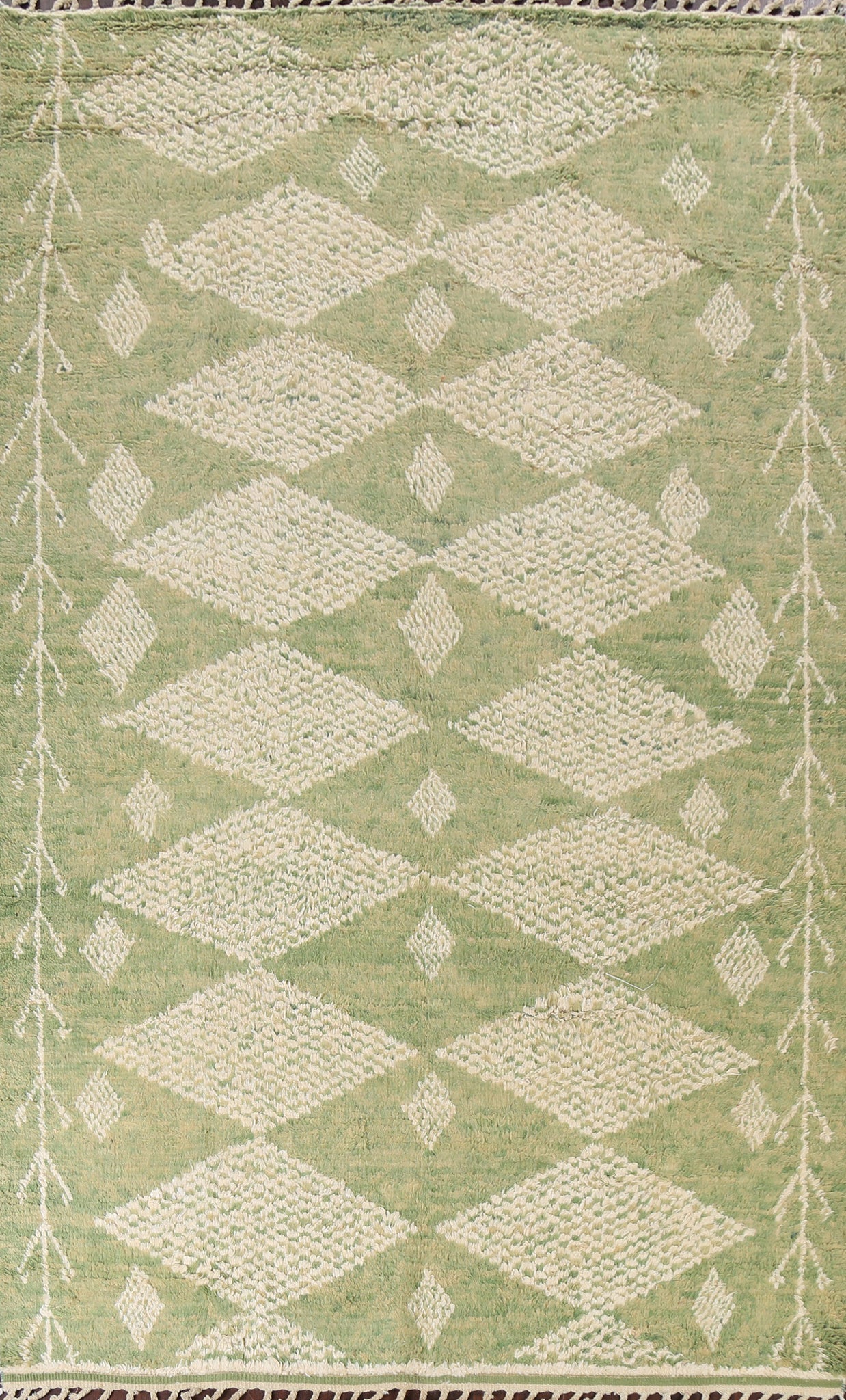 Green Moroccan Wool Area Rug 7x11