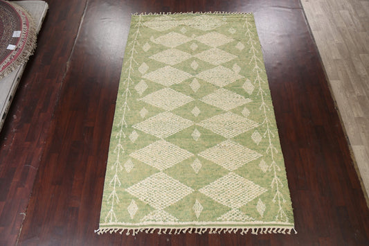 Green Moroccan Wool Area Rug 7x11