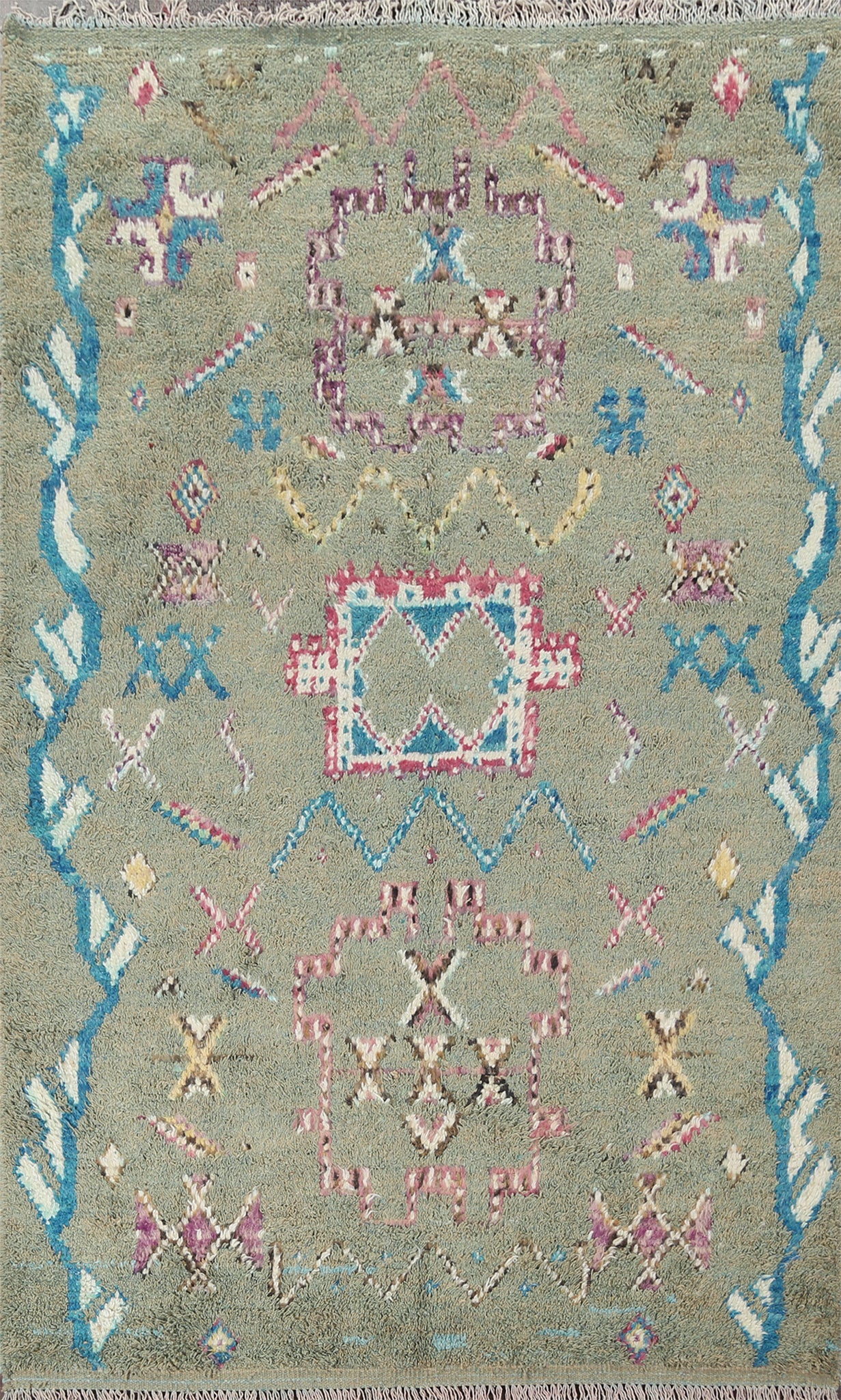 Tribal Moroccan Wool Area Rug 5x9