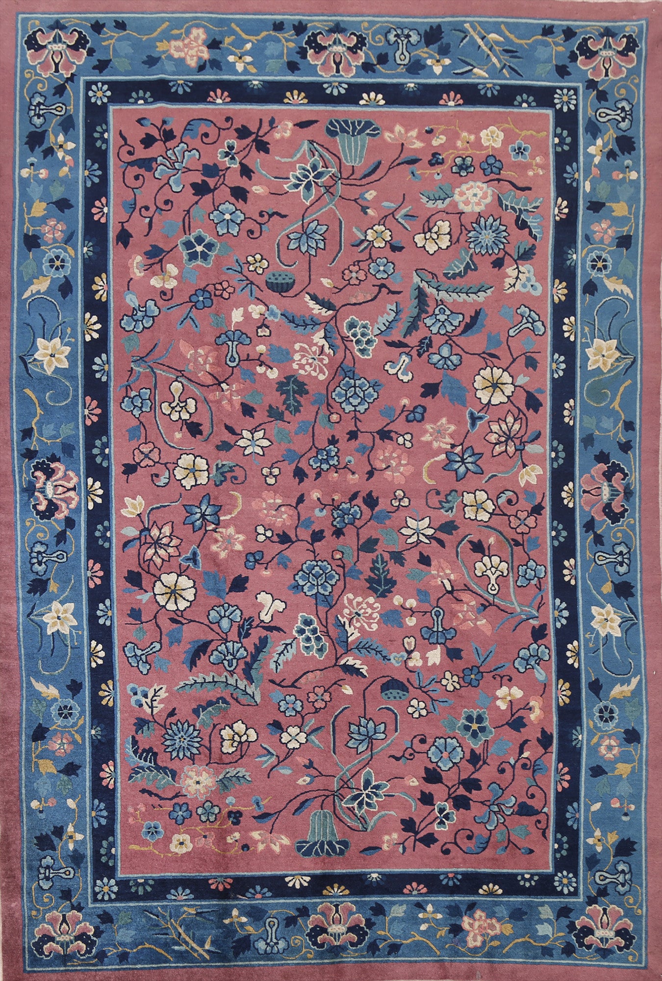 Vegetable Dye Floral Peking Vintage Area Rug 6x9