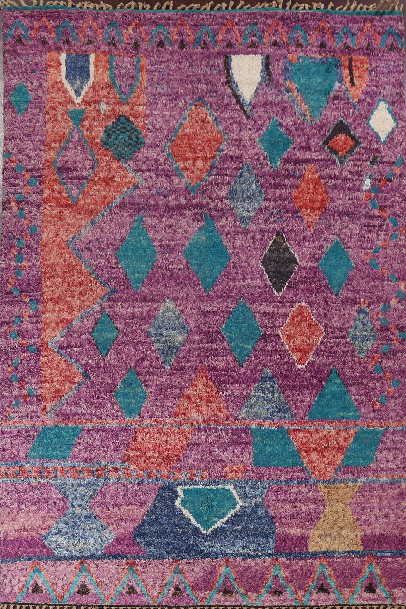 Geometric Moroccan Wool Area Rug 9x13