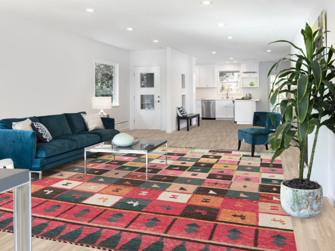 Checkered Moroccan Oriental Area Rug 9x12