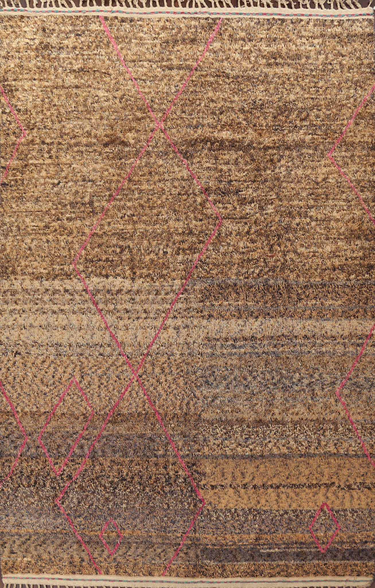Brown Wool Moroccan Handmade Area Rug 9x13