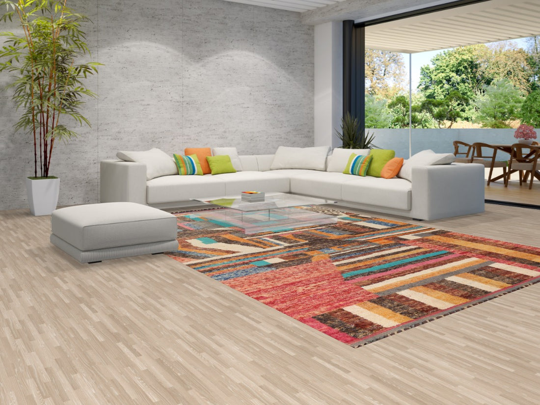 Abstract Moroccan Wool Area Rug 9x13