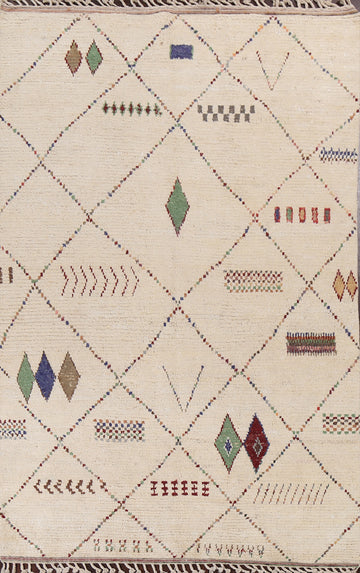 Wool Moroccan Oriental Area Rug 6x10