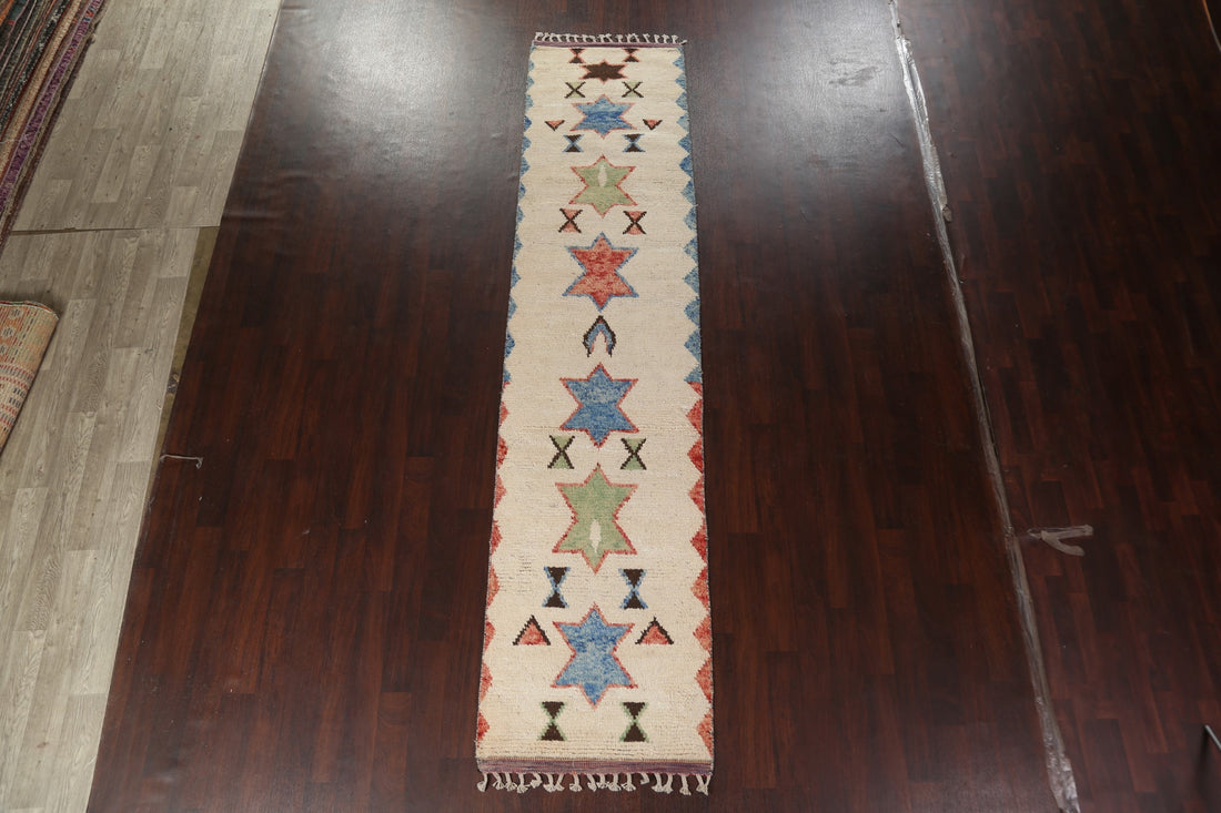 Tribal Moroccan Oriental Runner Rug 3x13