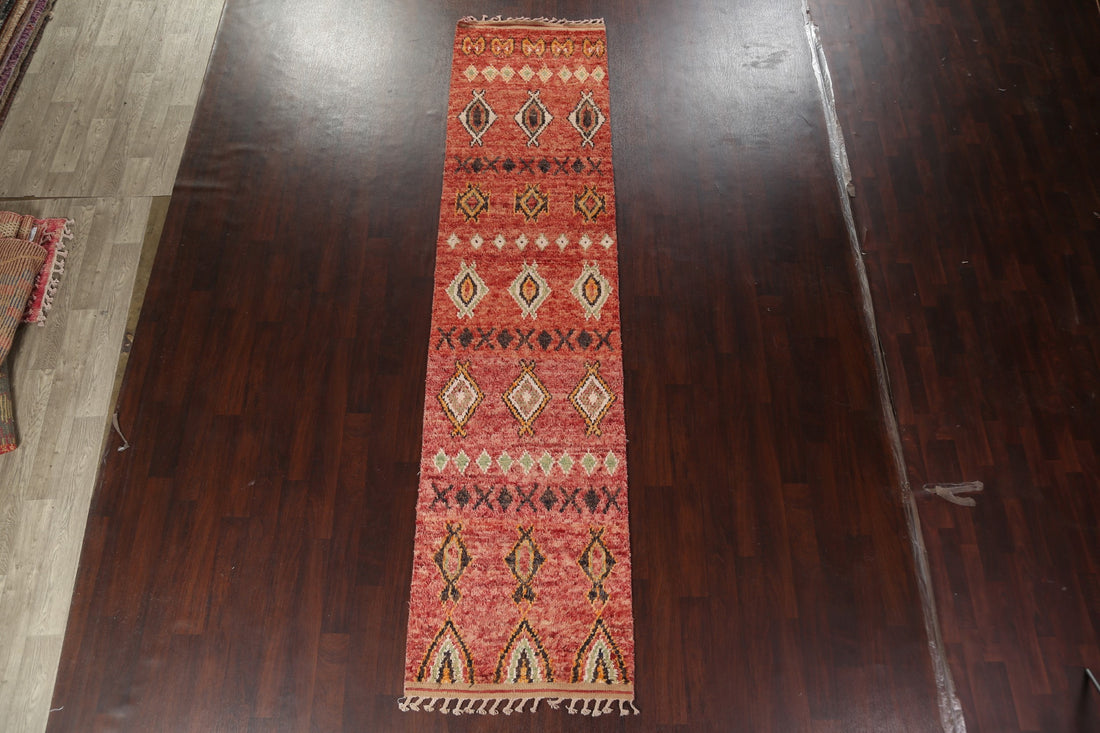 Tribal Moroccan Wool Runner Rug 3x13