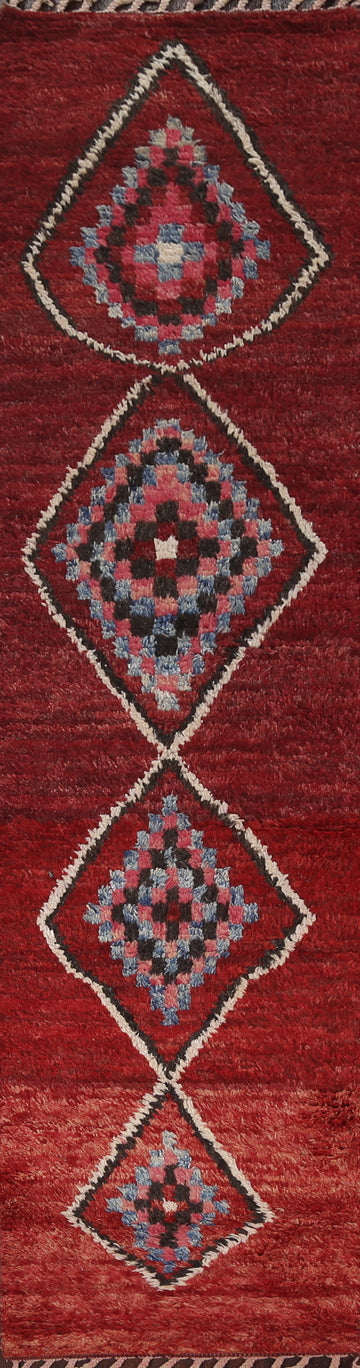 Geometric Moroccan Handmade Runner Rug 2x11