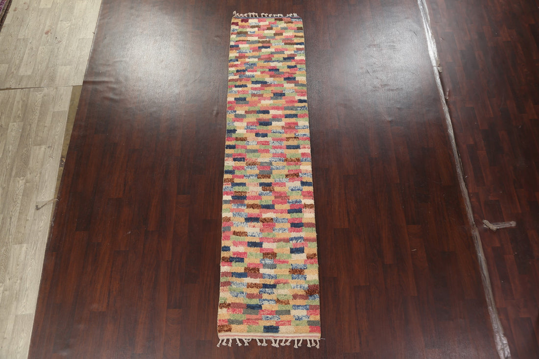 Handmade Moroccan Wool Runner Rug 3x11