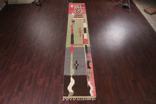 Handmade Moroccan Wool Runner Rug 3x17