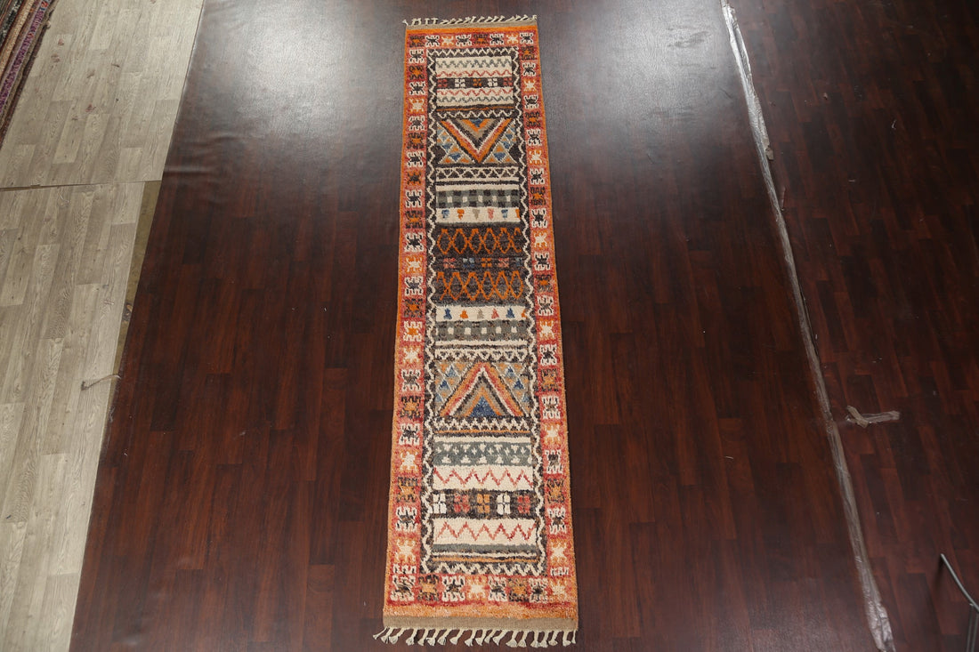 Tribal Moroccan Oriental Runner Rug 3x13