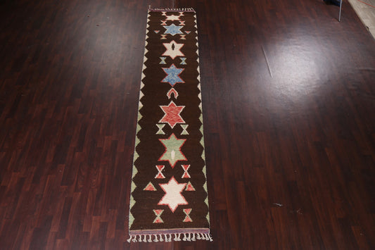 Geometric Moroccan Wool Runner Rug 3x13