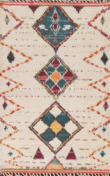 Tribal Geometric Moroccan Wool Rug 4x7