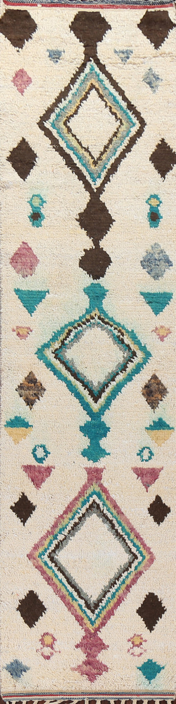 Wool Moroccan Handmade Runner Rug 3x13