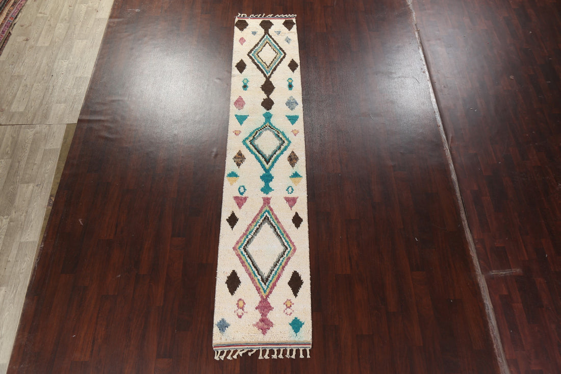 Wool Moroccan Handmade Runner Rug 3x13