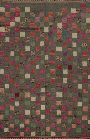 Checkered Moroccan Wool Area Rug 8x11 Enhancing Modern Home Style