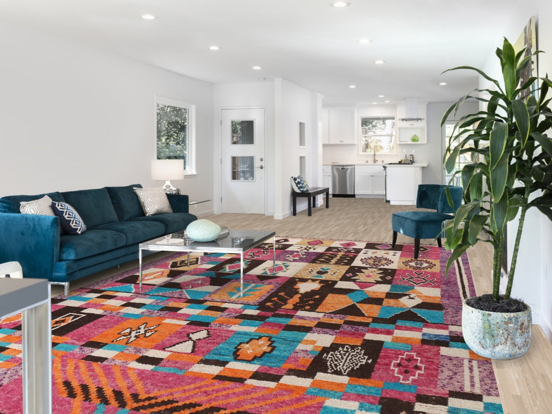 Handmade Moroccan Wool Area Rug 9x14