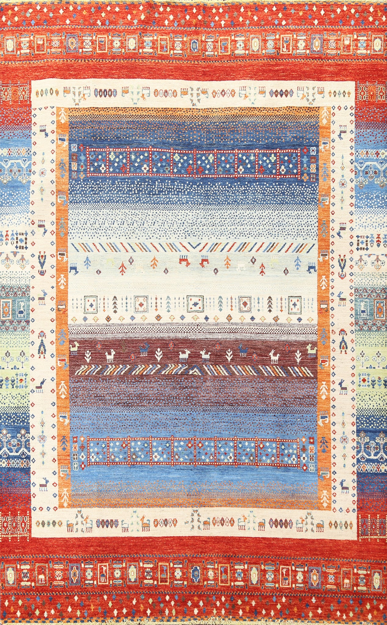 Vegetable Dye Gabbeh Kashkoli Wool Area Rug 7x10