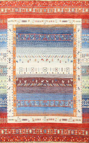 Vegetable Dye Gabbeh Kashkoli Wool Area Rug 7x10