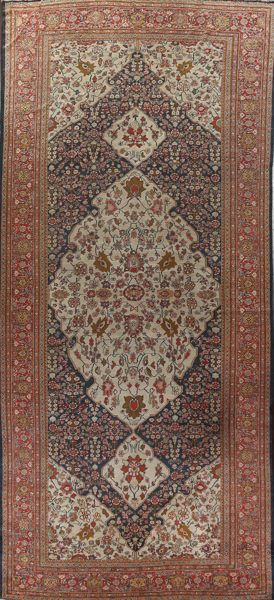 Pre-1900 Antique Vegetable Dye Sarouk Farahan Persian Area Rug 10x21 ZIEGLER