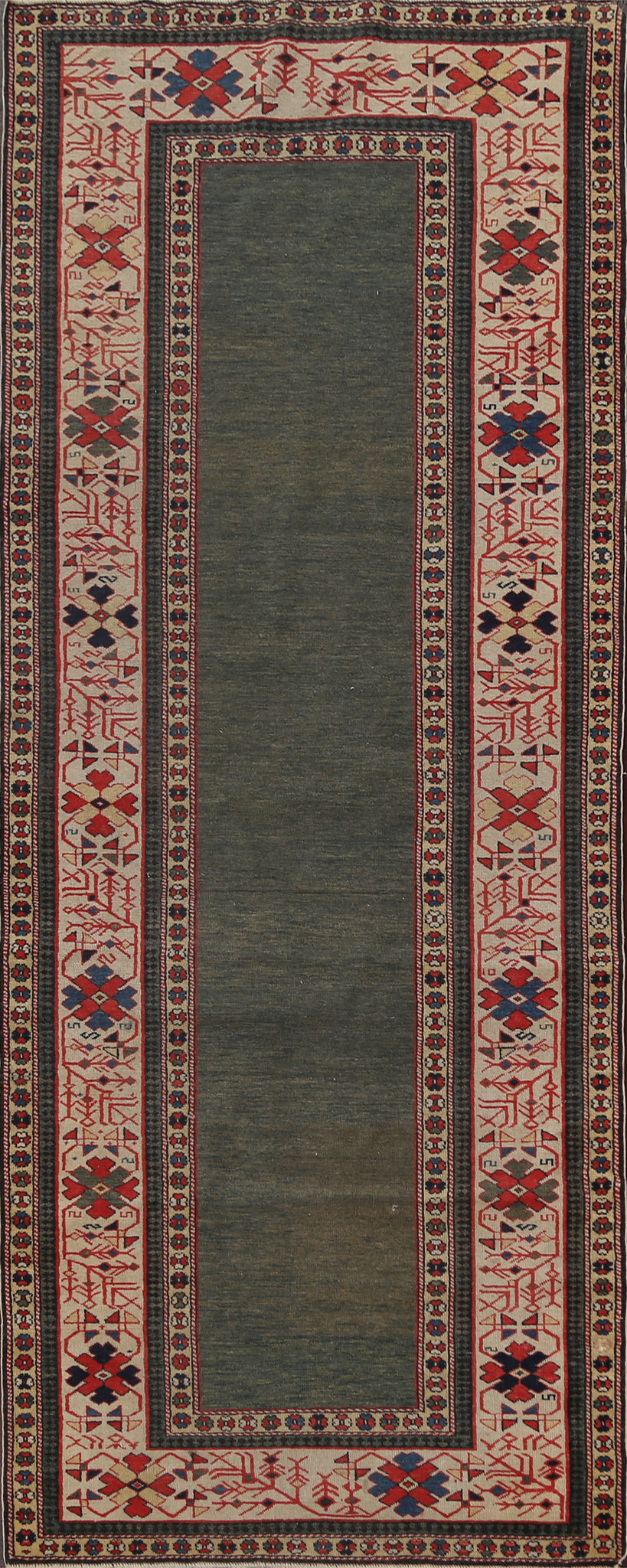 Antique Vegetable Dye Shirvan Oriental Runner Rug 3x9