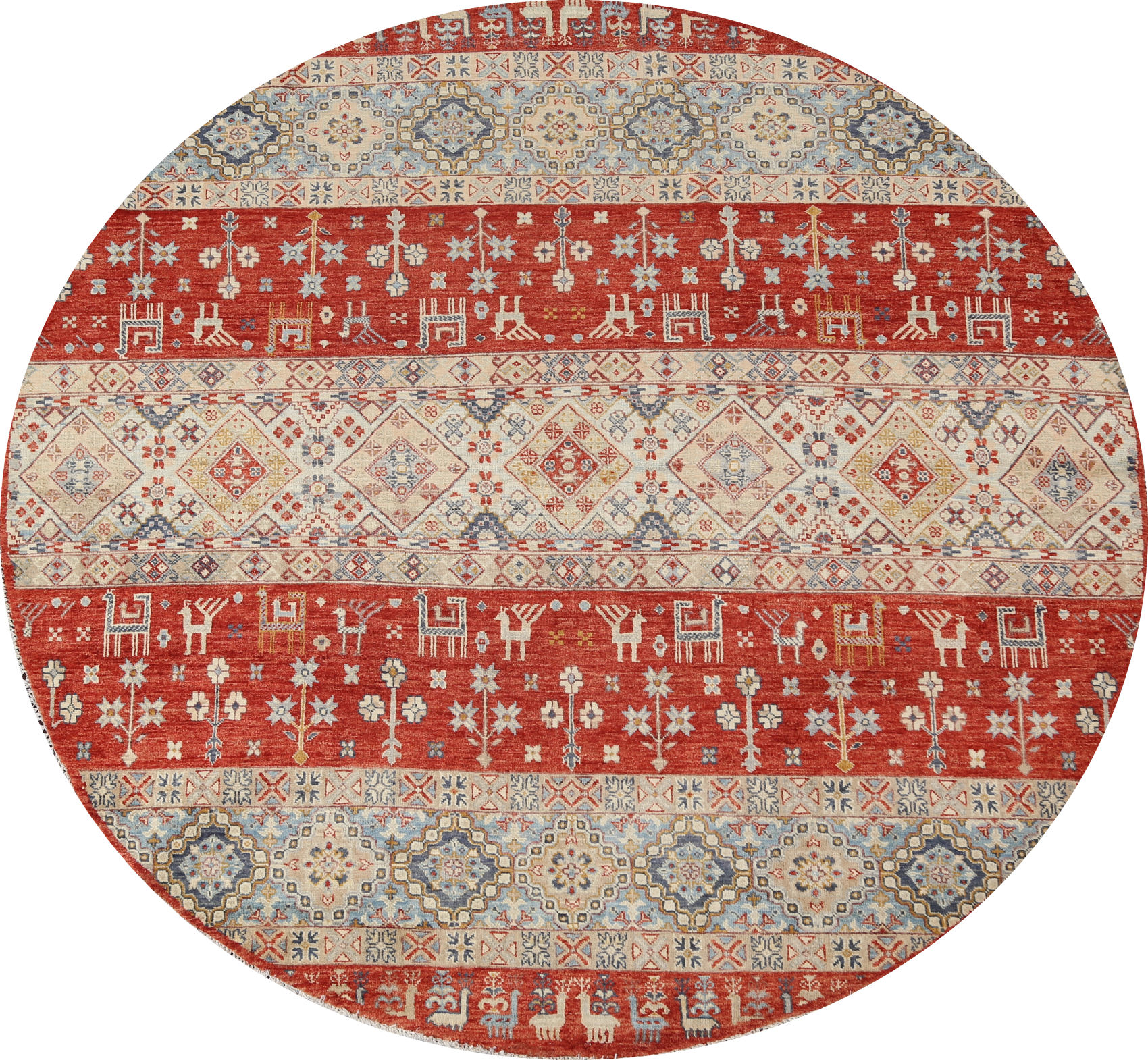 Wool Round Kazak Oriental Area Rug 7x7